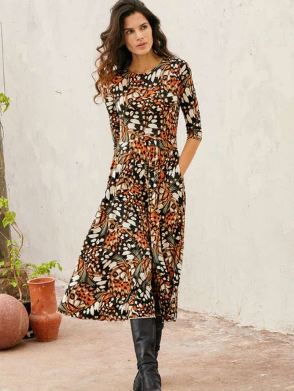 Peruvian Connection Sibyl Mariposa dress features an intricate butterfly wing